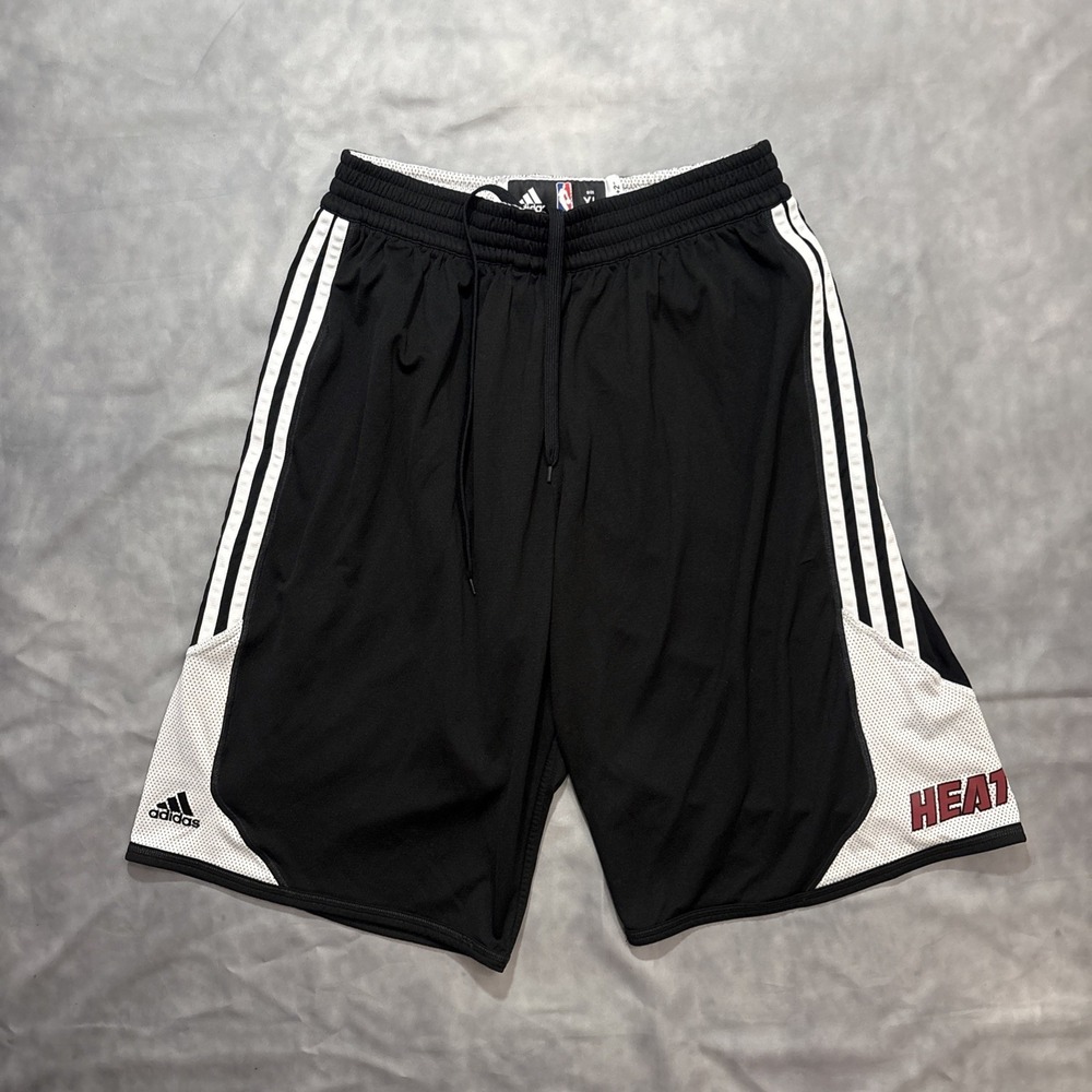 Miami Heat Adidas Practice Player Basketball Shorts Men's Size XL +2 Black White